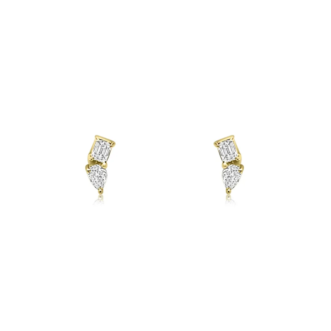 mini_pear_amp_emerald_cut_0.webp Mama Bijoux Mini Pear & Emerald Cut Diamond Stud Earrings New