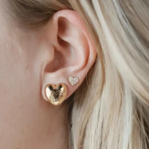 Mama Bijoux Mini Puffy Heart Earrings New