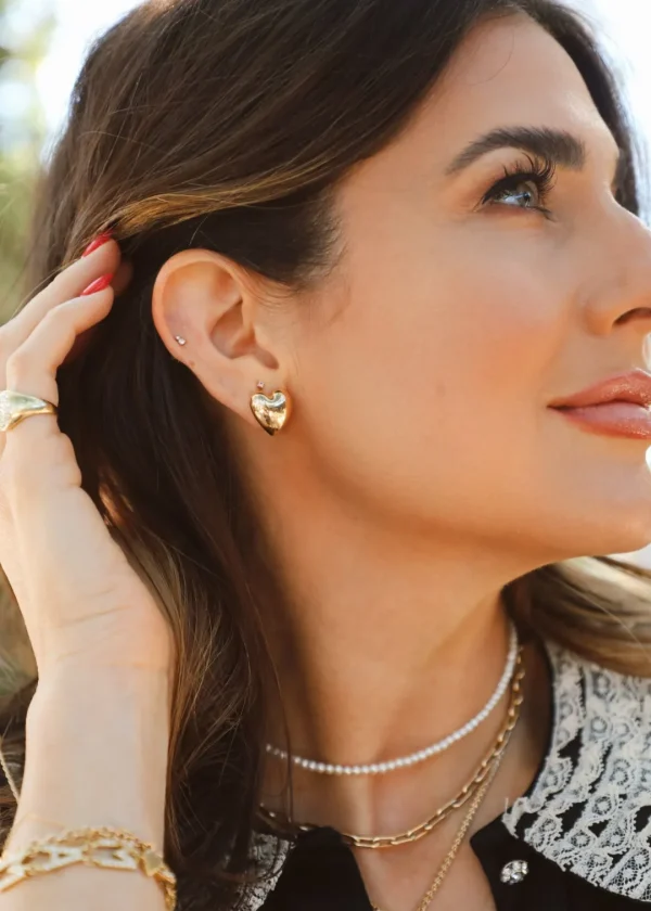 Mama Bijoux Mini Puffy Heart Earrings New
