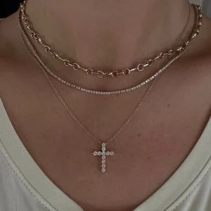 Mama Bijoux Mini Riviera Diamond Tennis Necklace Hot