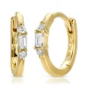 Mama Bijoux Mini Round Diamond & Baguette Huggies Sale
