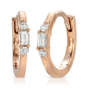 Mama Bijoux Mini Round Diamond & Baguette Huggies Sale