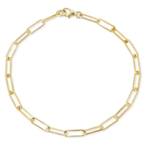 Mama Bijoux Mini Semi Solid Link 14k Yellow Gold Chain Bracelet Hot
