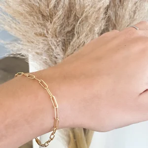 Mama Bijoux Mini Semi Solid Link 14k Yellow Gold Chain Bracelet Hot