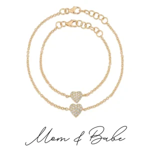 Mama Bijoux Mom & Babe Matching Diamond Heart Bracelet Set Sale