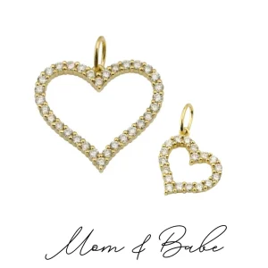Mama Bijoux Mom & Babe Matching Diamond Heart Charm Set Discount