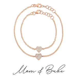 Mama Bijoux Mom & Babe Matching Diamond Heart Bracelet Set Sale