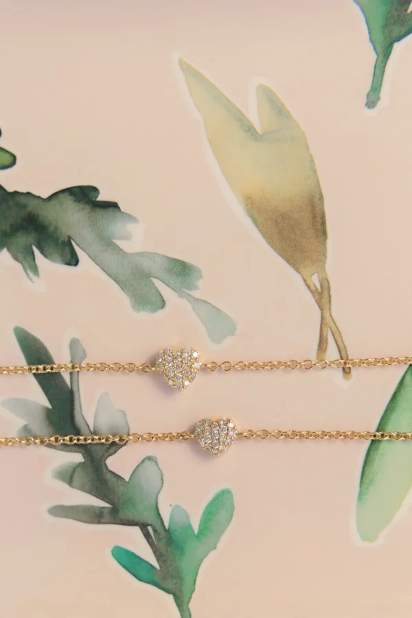 Mama Bijoux Mom & Babe Matching Diamond Heart Bracelet Set Sale