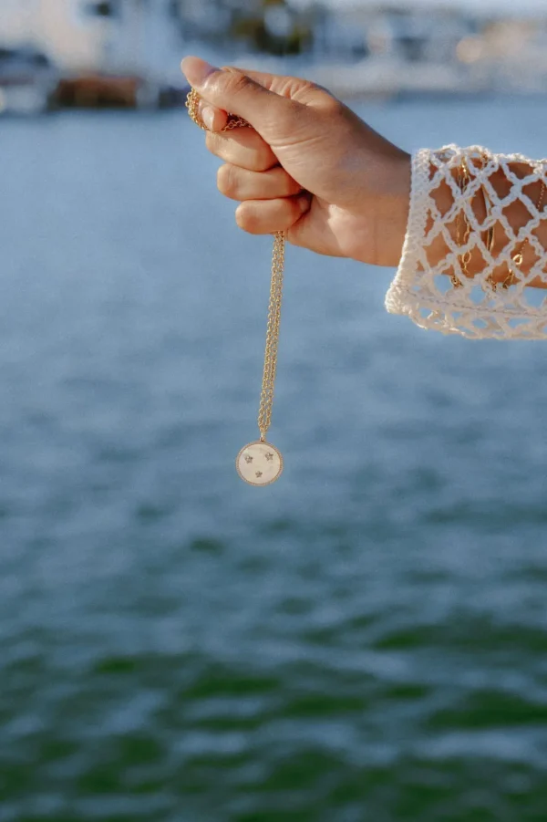 Mama Bijoux Mother of Pearl Star Trio Medallion Charm Outlet