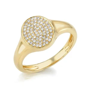 Mama Bijoux Oval Pavé Diamond Signet Ring Fashion