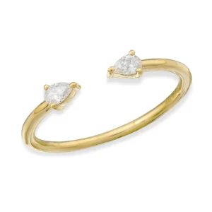 Mama Bijoux Pear Diamond You & Me Stacking Ring Hot