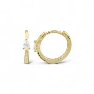 Mama Bijoux Pear Shaped Diamond & 14k Gold Huggies Clearance