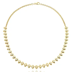 Mama Bijoux Pillowy Teardrop Diamond & Chain Tennis Necklace Hot