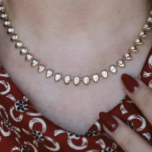 Mama Bijoux Pillowy Teardrop Diamond & Chain Tennis Necklace Hot