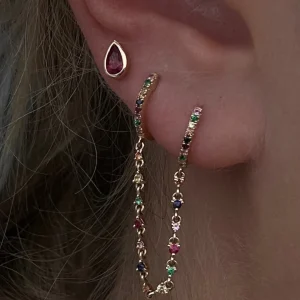 Mama Bijoux Rainbow Double Chain Huggies (Sold as a Single) Fashion