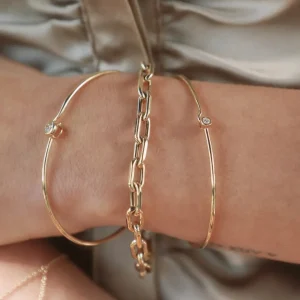 Mama Bijoux Round Wire Medium Diamond Bangle Fashion