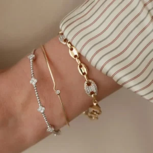 Mama Bijoux Round Wire Small Diamond Bangle Sale