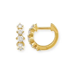 Mama Bijoux Shared Four Prong Larger Diamond Huggies Best