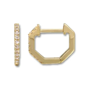 Mama Bijoux Single Row Diamond Pavé Mini Octagon Huggies Clearance