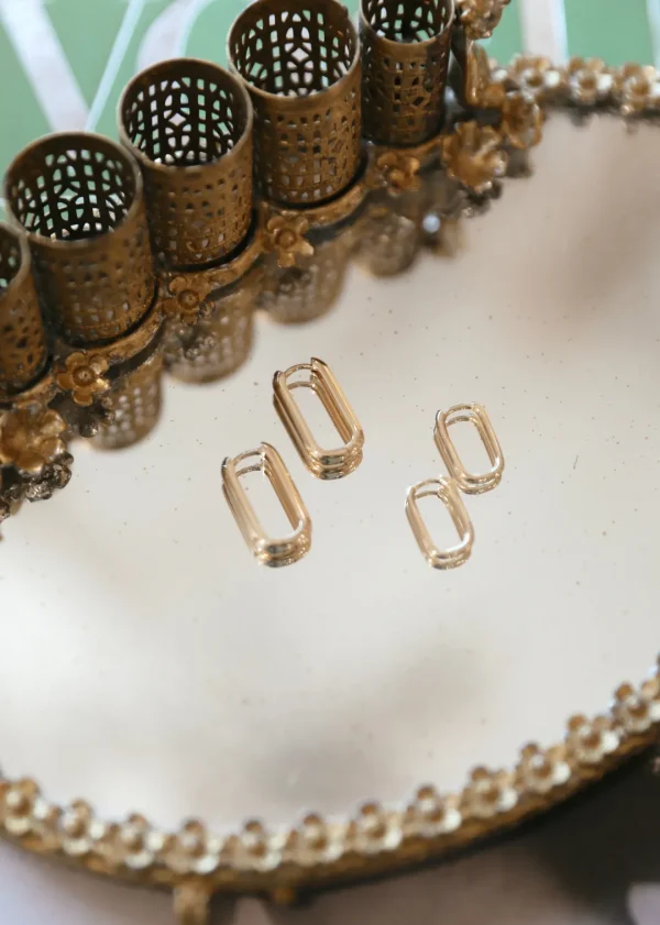 Mama Bijoux Solid Gold Rectangle Huggies Best