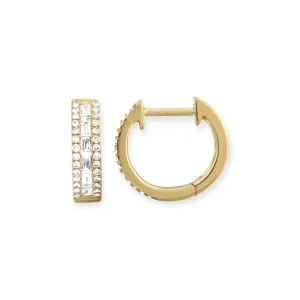 Mama Bijoux Stunner Diamond Baguette Triple Row Huggies Hot