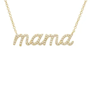 Mama Bijoux Sweet Cursive Mama Diamond Necklace Hot