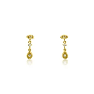 Mama Bijoux Three Diamond Pear Drop Stud New