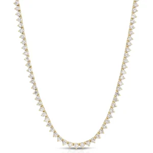 Mama Bijoux Three Prong Diamond Tennis Necklace (10.75 ct) Fashion