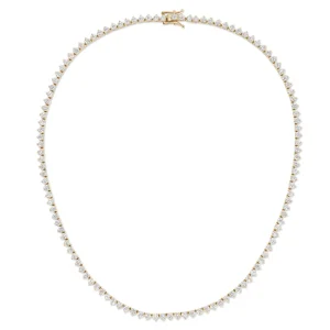 Mama Bijoux Three Prong Diamond Tennis Necklace (10.75 ct) Fashion