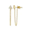 Mama Bijoux Trio Diamond & Chain Stud Earrings (Sold as Singles) Fashion