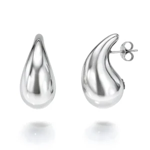 Mama Bijoux White Gold Large Teardrop Earrings Clearance