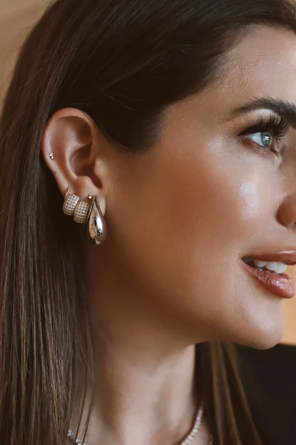 Mama Bijoux White Gold Large Teardrop Earrings Clearance