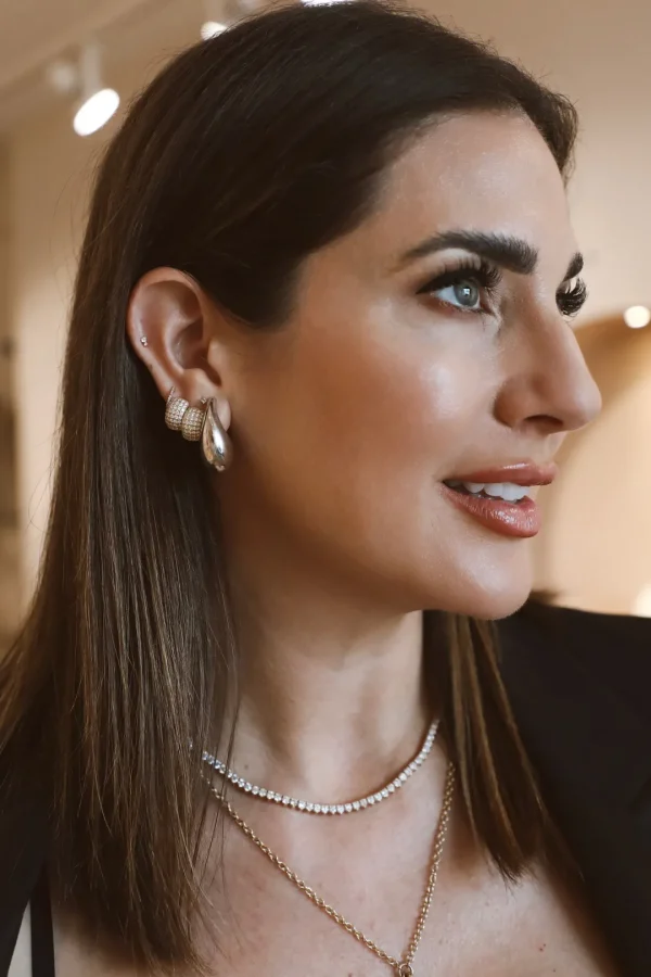 Mama Bijoux White Gold Large Teardrop Earrings Clearance