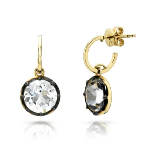 Mama Bijoux White Topaz Old Mine Charm Studs Fashion
