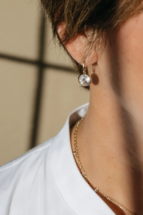 Mama Bijoux White Topaz Old Mine Charm Studs Fashion