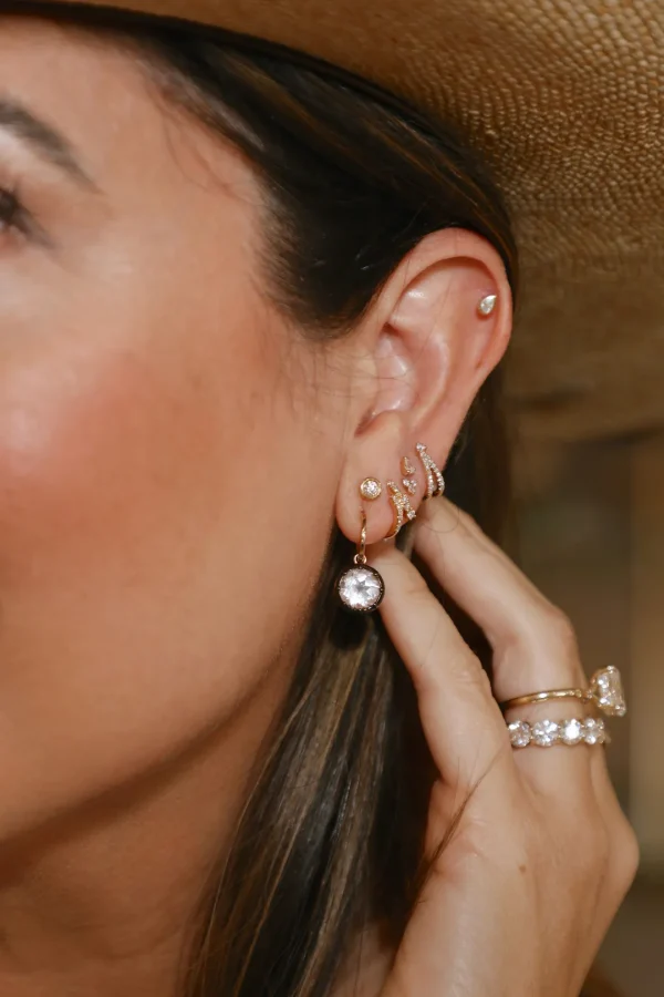 Mama Bijoux White Topaz Old Mine Charm Studs Fashion