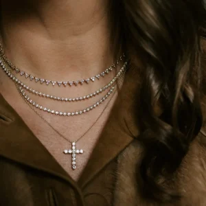 Mama Bijoux Your Forever 1 Carat Diamond Cross Necklace Hot